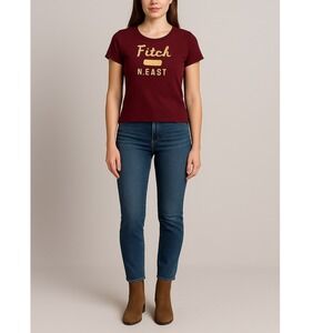 Abercrombie & Fitch Maroon Logo Tee Sz S Classic Embroidered Graphic T-Shirt